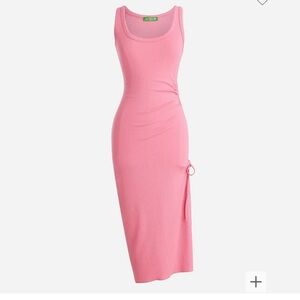 NWT J. Crew Ruched midi dress in vintage rib in pink size Small- NWT